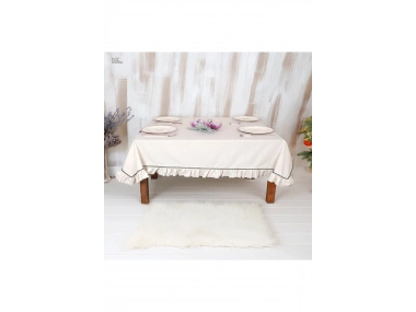 Ham Keten Özel Seri FIRFIRLI Masa Örtüsü