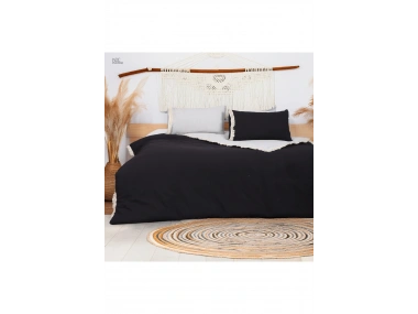 Gri Siyah Çift Taraflı Tek Kişilik Nevresim Seti