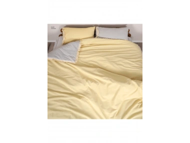 Gri Sarı Çift Taraflı Çift Kişilik Nevresim Seti