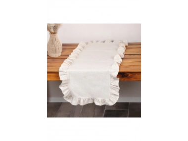 Keten Krem Fırfırlı Runner Masa Örtüsü