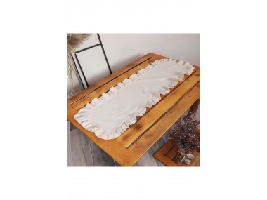 Keten Krem Fırfırlı Runner Masa Örtüsü