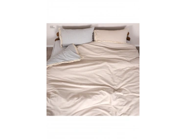 Gri Bej Çift Taraflı Battal Boy Nevresim Seti