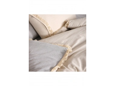 Gri Krem Çift Taraflı Battal Boy Nevresim Seti