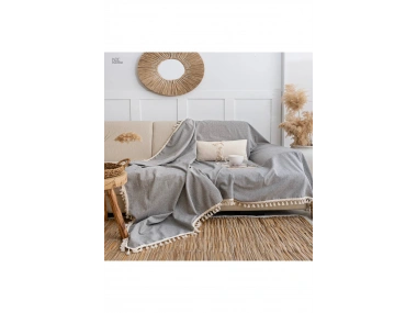 Gri Antrasit Keten Koltuk Örtüsü[170 x 220]