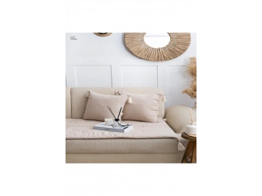 Bej Keten Evcil Hayvan Dostu Keten Koltuk Pedi /Şiltesi (80x180)