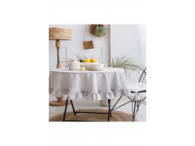 Pötikare Keten Fırfırlı Masa Örtüsü