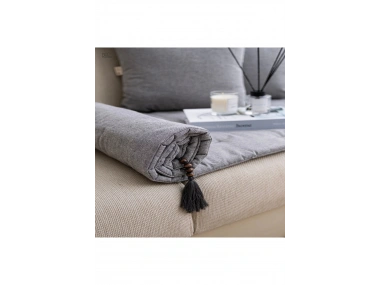 Antrasit Piremium Keten Evcil Hayvan Dostu Keten Koltuk Pedi / Şilte [Kırlentli] 70 x 300