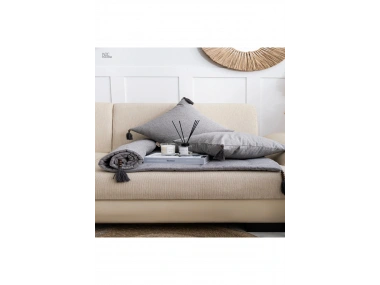 Antrasit Piremium Keten Evcil Hayvan Dostu Keten Koltuk Pedi / Şilte [Kırlentli] 70 x 300