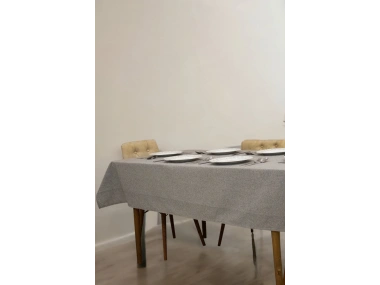 Gri Antrasit Pamuk Keten Masa Örtüsü