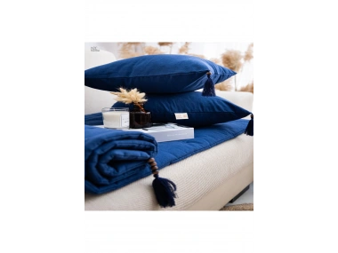 Lacivert Piremium Keten Evcil Hayvan Dostu Keten Koltuk Pedi / Şilte [Kırlentli] (80X180)