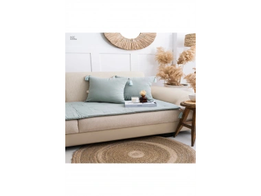 Yeşil Premium Keten Evcil Hayvan Dostu Keten Koltuk Pedi / Şilte [Kırlentli] (80X180)