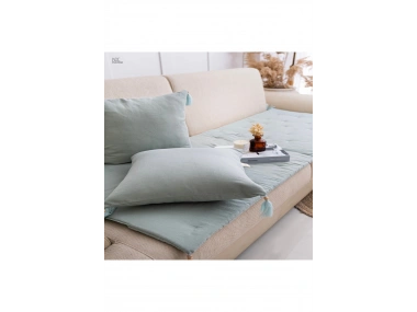 Yeşil Premium Keten Evcil Hayvan Dostu Keten Koltuk Pedi / Şilte [Kırlentli] (80X180)