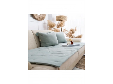 Yeşil Premium Keten Evcil Hayvan Dostu Keten Koltuk Pedi / Şilte [Kırlentli] (80X180)