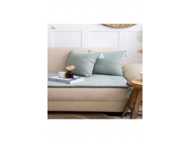 Yeşil Premium Keten Evcil Hayvan Dostu Keten Koltuk Pedi / Şilte [Kırlentli] (80X180)