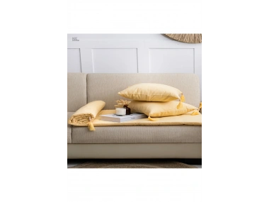 Sarı Piremium Keten Evcil Hayvan Dostu Keten Koltuk Pedi / Şilte [Kırlentli] (80X180)