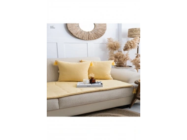 Sarı Piremium Keten Evcil Hayvan Dostu Keten Koltuk Pedi / Şilte [Kırlentli] (80X180)