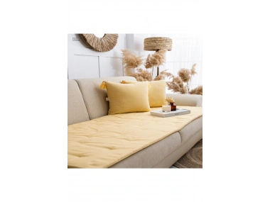 Sarı Piremium Keten Evcil Hayvan Dostu Keten Koltuk Pedi / Şilte [Kırlentli] (80X180)