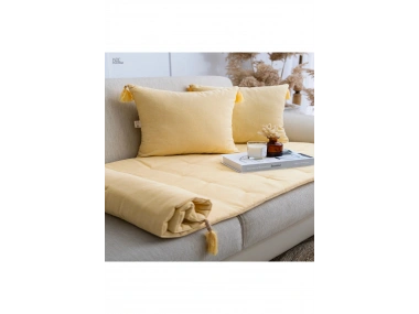 Sarı Piremium Keten Evcil Hayvan Dostu Keten Koltuk Pedi / Şilte [Kırlentli] (80X180)