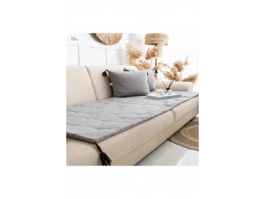 Antrasit Piremium Keten Evcil Hayvan Dostu Keten Koltuk Pedi / Şilte [Kırlentli]