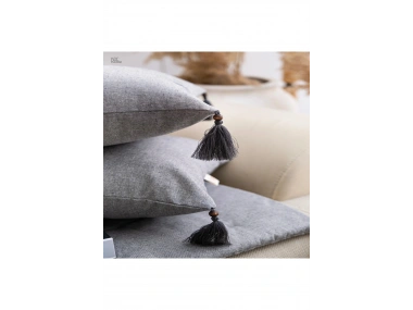 Antrasit Piremium Keten Evcil Hayvan Dostu Keten Koltuk Pedi / Şilte [Kırlentli]