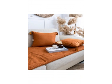 Tarçın Piremium Keten Evcil Hayvan Dostu Keten Koltuk Pedi / Şilte [Kırlentli] (80X180)