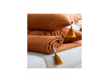 Tarçın Piremium Keten Evcil Hayvan Dostu Keten Koltuk Pedi / Şilte [Kırlentli] (80X180)