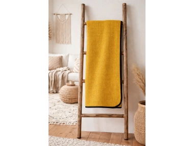 Waffle Dokuma Çok Amaçlı Pike TV Şalı / Battaniyesi - Sarı