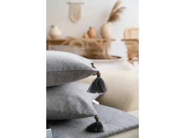 Antrasit Piremium Keten Evcil Hayvan Dostu Keten Koltuk Pedi / Şilte [Kırlentli]