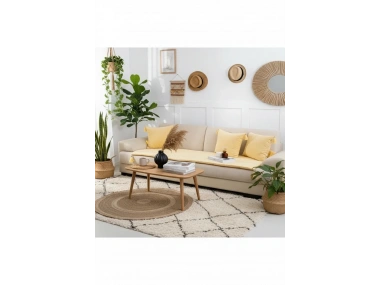 Sarı Piremium Keten Evcil Hayvan Dostu Keten Koltuk Pedi / Şilte [Kırlentli] (80X180)