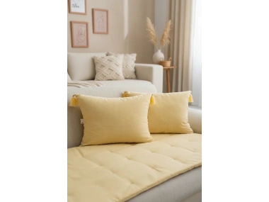 Sarı Piremium Keten Evcil Hayvan Dostu Keten Koltuk Pedi / Şilte [Kırlentli] (80X180)