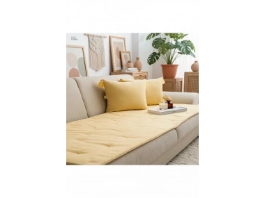 Sarı Piremium Keten Evcil Hayvan Dostu Keten Koltuk Pedi / Şilte [Kırlentli] (80X180)