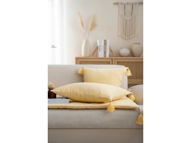 Sarı Piremium Keten Evcil Hayvan Dostu Keten Koltuk Pedi / Şilte [Kırlentli] (80X180)