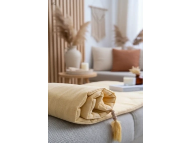 Sarı Piremium Keten Evcil Hayvan Dostu Keten Koltuk Pedi / Şilte [Kırlentli] (80X180)