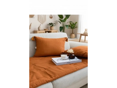 Tarçın Piremium Keten Evcil Hayvan Dostu Keten Koltuk Pedi / Şilte [Kırlentli] (80X180)