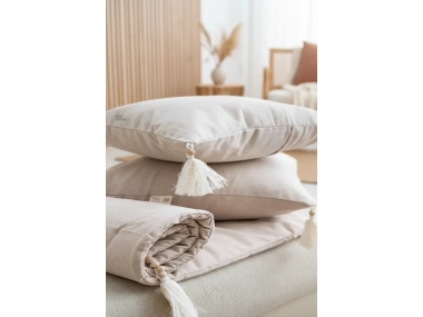 Krem Piremium Keten Evcil Hayvan Dostu Keten Koltuk Pedi / Şilte [Kırlentli] (80X180)