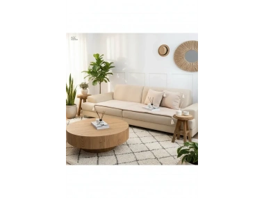 Krem Piremium Keten Evcil Hayvan Dostu Keten Koltuk Pedi / Şilte [Kırlentli] (80X180)