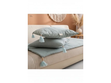 Yeşil Premium Keten Evcil Hayvan Dostu Keten Koltuk Pedi / Şilte [Kırlentli] (80X180)