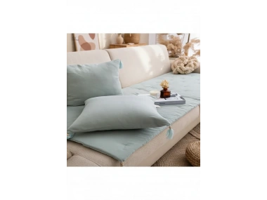 Yeşil Premium Keten Evcil Hayvan Dostu Keten Koltuk Pedi / Şilte [Kırlentli] (80X180)