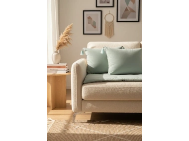 Yeşil Premium Keten Evcil Hayvan Dostu Keten Koltuk Pedi / Şilte [Kırlentli] (80X180)