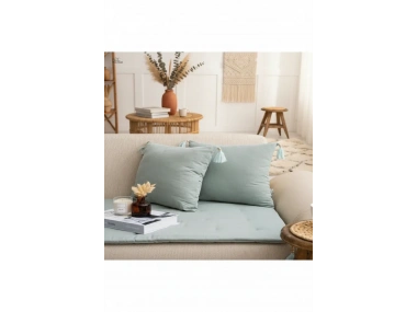 Yeşil Premium Keten Evcil Hayvan Dostu Keten Koltuk Pedi / Şilte [Kırlentli] (80X180)