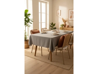 Gri Antrasit Pamuk Keten Masa Örtüsü