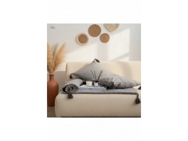 Antrasit Piremium Keten Evcil Hayvan Dostu Keten Koltuk Pedi / Şilte [Kırlentli] 70 x 300