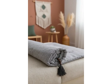 Antrasit Piremium Keten Evcil Hayvan Dostu Keten Koltuk Pedi / Şilte [Kırlentli] 70 x 300