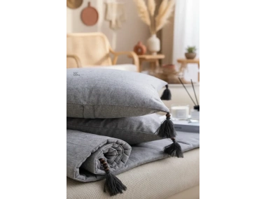 Antrasit Piremium Keten Evcil Hayvan Dostu Keten Koltuk Pedi / Şilte [Kırlentli] 70 x 300