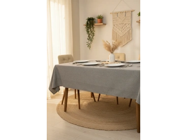 Gri Antrasit Pamuk Keten Masa Örtüsü