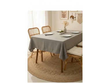 Gri Antrasit Pamuk Keten Masa Örtüsü