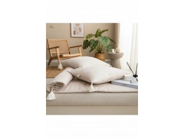 Bej Keten Evcil Hayvan Dostu Keten Koltuk Pedi /Şiltesi (80x180)