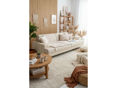 Bej Keten Evcil Hayvan Dostu Keten Koltuk Pedi /Şiltesi (80x180)