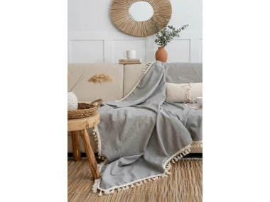 Gri Antrasit Keten Koltuk Örtüsü[170 x 220]