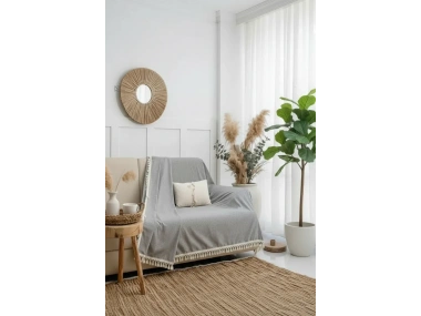 Gri Antrasit Keten Koltuk Örtüsü[170 x 220]